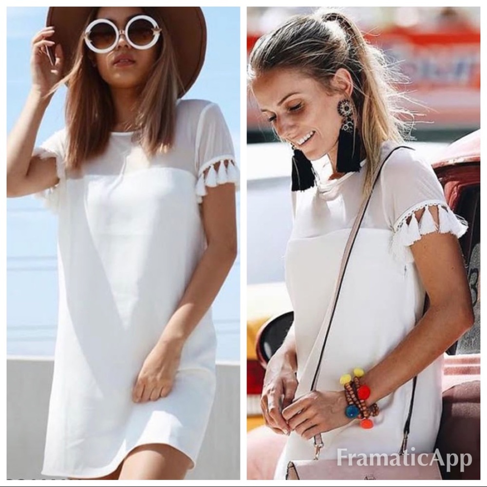 .NEW Lulu’s Iced latte white shift dress